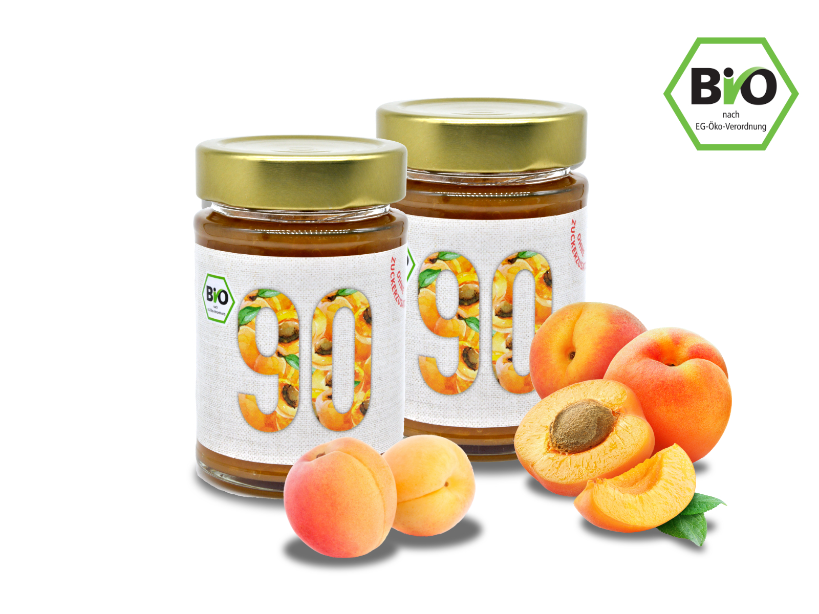 2x Sibani BIO 90% Fruchtaufstrich,  Aprikose, mit Erythrit* gesüßt, 180g