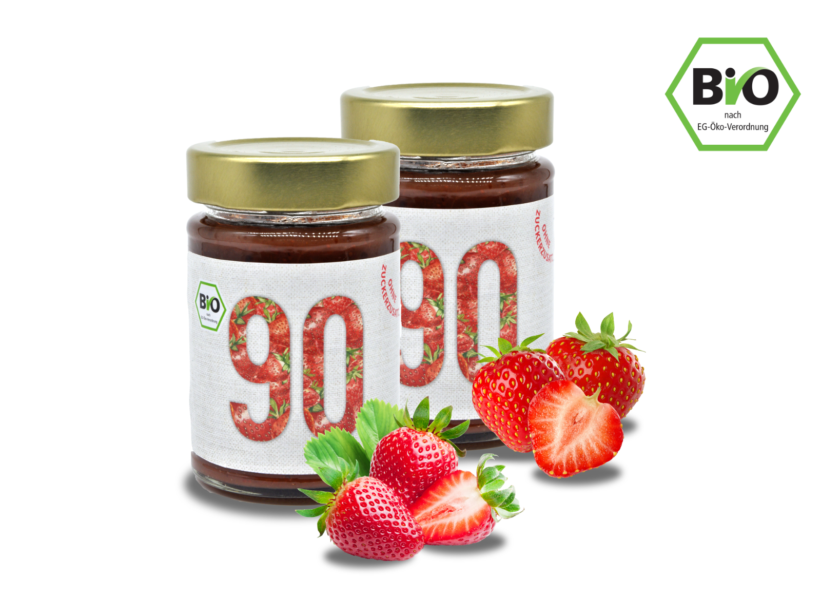 2x Sibani Bio 90% Fruchtaufstrich, Erdbeere, mit Bio-Erythrit, 180g